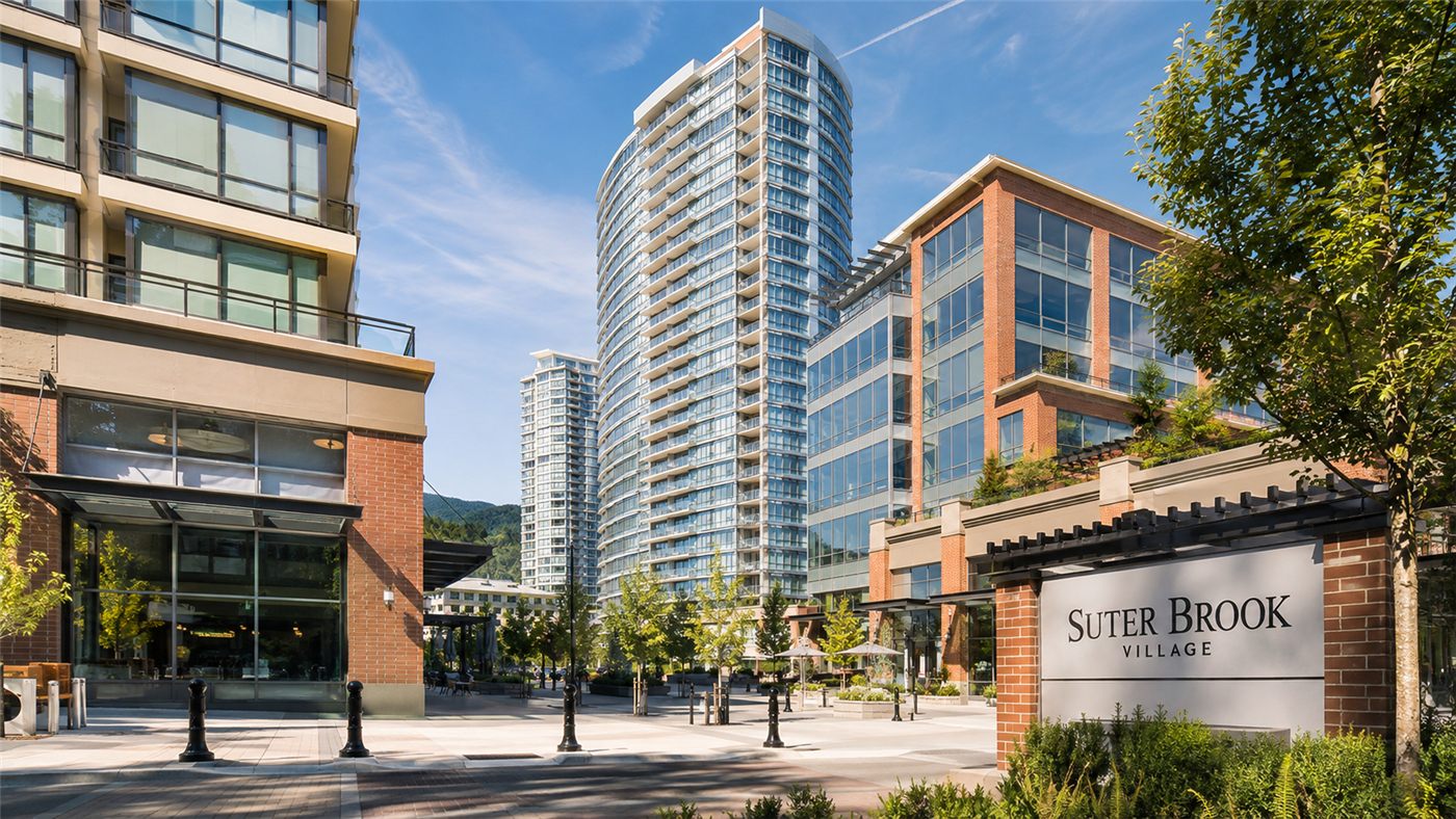 Suter Brook Village plaza and towers